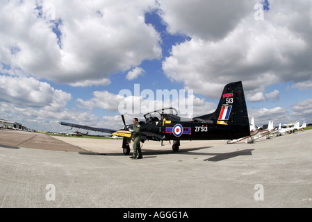 RAF Tucano T1 bei Shoreham Flughafen, West Sussex, UK Stockfoto