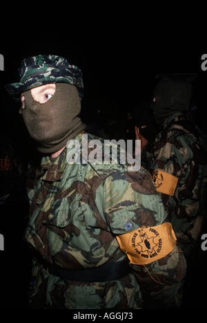 Ian Paisley 3rd Third Force paramilitärs Red Hand Commandos in Newtownards für Loyalist Day of Action 1981 1980s UK HOMER SYKES Stockfoto