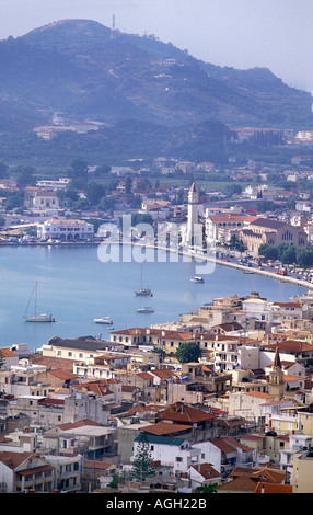 Blick auf Zakynthos Stadt vom Aussichtspunkt des Bochali Panorama Ansichten Mittelmeer Ionische Inseln Griechenland Europa Stockfoto