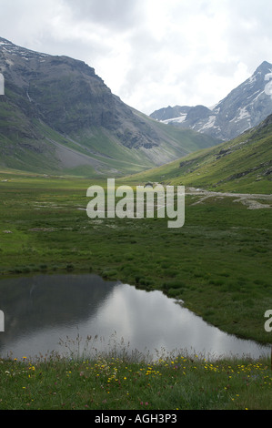 Urstromtal im Naturschutzgebiet La Grande Sassiere Le Saut Tarentaise-Savoie-Frankreich Stockfoto