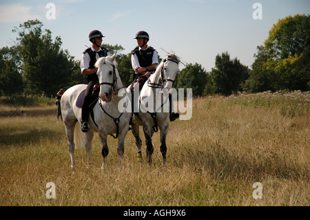 Zwei montiert Polizisten patrouillieren Lambeth Country Fair in Südlondon. Stockfoto