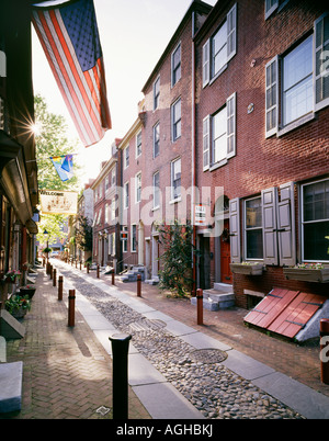 Elfreth Gasse, älteste durchgehend besetzt Wohnstraße In Usa, 1713, historische Häuser, Philadelphia, Pennsylvania, USA Stockfoto