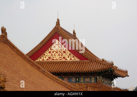 Dach vom Gebäude der verbotenen Stadt Peking China August 2007 Stockfoto