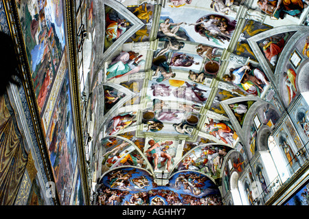 Fresken von Michelangelo in der Sixtinischen Kapelle, Vatikan Museum, Vatikan, Rom, Italien Stockfoto