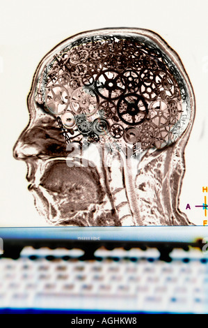 symbolisches Bild des menschlichen Gehirns als eine komplexe Maschinerie Stockfoto