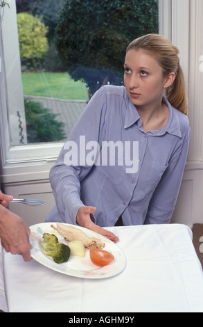 Mädchen, die sich weigern ihr Essen Stockfoto