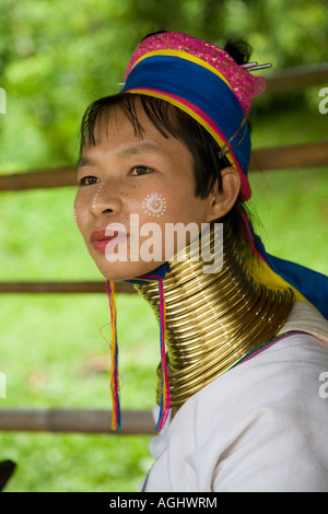 Lahu People Shi Balah Hill Tribe Thailand, Thai Hilltribe Karen Langhalsige Dorfbewohner tragen Messingringe, Thaton, Ecotourisim Village Chiang Mai, Asien Stockfoto