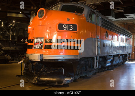 Züge in dem California Railroad Museum. Old Sacramento, Kalifornien. Stockfoto