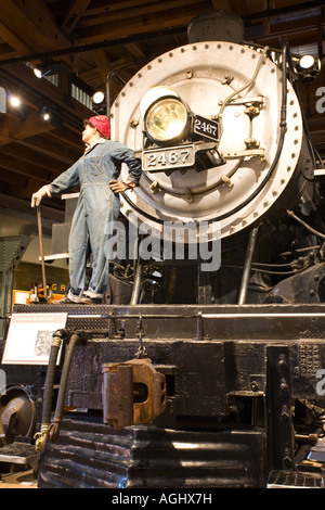 Züge in dem California Railroad Museum. Old Sacramento, Kalifornien. Stockfoto