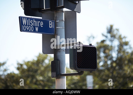 Wilshire Blvd Straße SignUCLA Campus, West Los Angeles, Kalifornien, USA Stockfoto