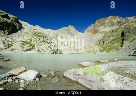 Lac Blanc in der Aiguille Rouge Nationalpark über Chamonix Frankreich Stockfoto