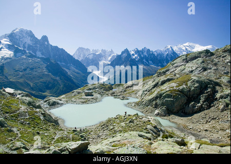 Lac Blanc in der Aiguille Rouge Nationalpark über Chamonix Frankreich Stockfoto