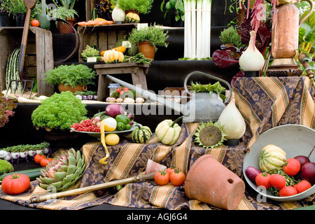 Montage gewinnende Obst und Gemüse Gerätehaus Display auf Show New Forest Stockfoto