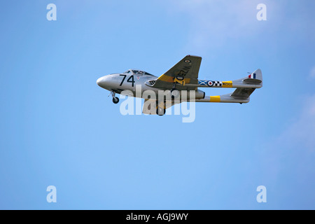 De Havilland Vampire T11 fliegen auf der Shoreham Airshow, dem Flughafen Shoreham, West Sussex, England, Großbritannien Stockfoto