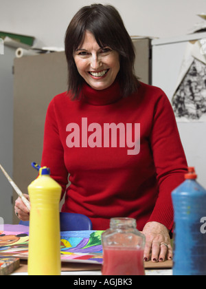 Reife Kunststudentin Stockfoto