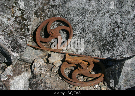 bleibt eine Straßenbahn das Goldrush von 1897 herumliegen werden im Bereich der Skalen Chilkoot Trail Alaska USA Stockfoto