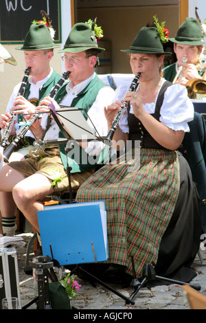 Musiker in eine bayerische Blaskapelle-Bayern-Deutschland Stockfoto