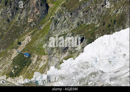 die Schnauze von Argentiere Gletscher, Chamonix, Frankreich, schnell aufgrund der globalen Erwärmung schmelzen Stockfoto