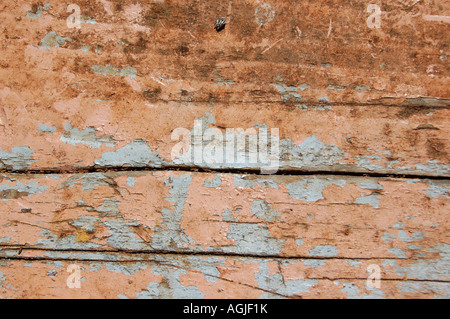 Alten Holzbrett Oberflächendetails mit geschälten Farbe. Zusammenfassung Hintergrundtextur. Stockfoto