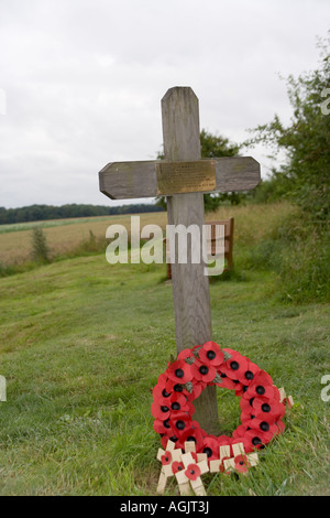 Gedenkstätte Kreuz zu privaten George Nugent, Tyneside schottischen Northumberland Fusiliers, Lochnagar Crater, Somme, Frankreich Stockfoto