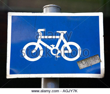 Empfohlene Route für Pedal Zyklen Wegweiser Stockfoto