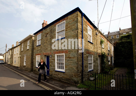 UK Devon Salcombe Island Street Quay Cottage und Terrasse des kleinen Häusern Stockfoto