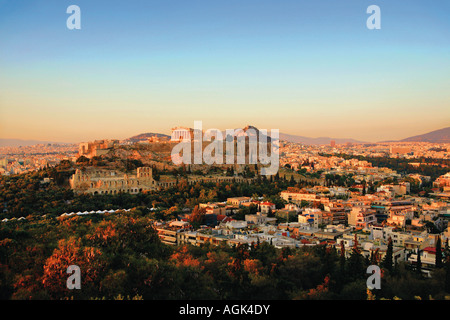 die Akropolis und den Parthenon in Athen Stockfoto