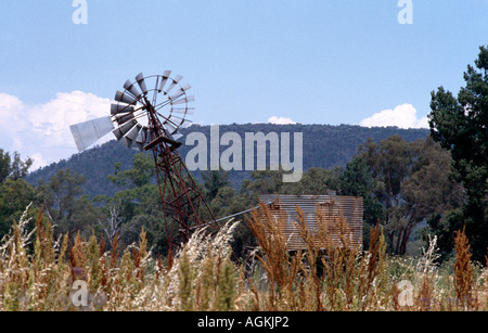 Murga New South Wales Australien verlassenen Bauernhof & Windmühle Stockfoto