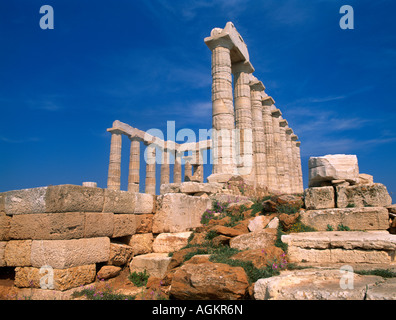 Attika Griechenland Kap Sounion Tempel des Poseidon Stockfoto