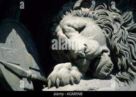 Nahaufnahme von Löwendenkmal Luzern, Schweiz Stockfoto