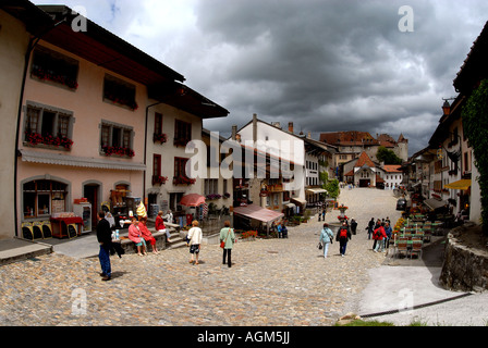 Gruyeres Main Street Stockfoto