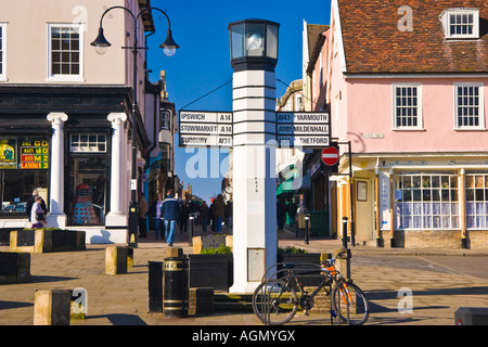 Säule der Salz Verkehrszeichen, Angel Hill, Bury St Edmunds, Suffolk, England Stockfoto