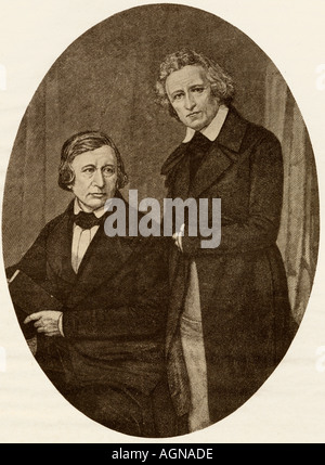 Der Gebrüder Grimm. Jacob Ludwig Karl Grimm, 1785-1863 und Wilhelm Karl Grimm, 1786-1859. Stockfoto