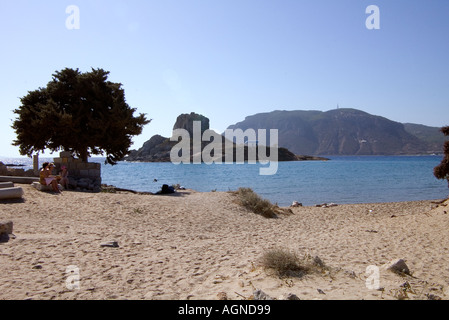 dh Kastri Insel KAMARI Bucht Griechenland KOS Kloster Ayios Antonis Kamari Bucht Stockfoto