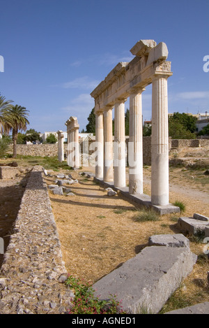 dh Western archäologische KOS Stadt Griechenland KOS Western archäologische Seite Gymnasium Xystos restauriert Säulen Stockfoto