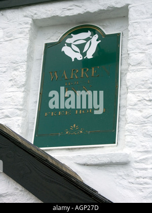 Pub Schild, das Warren House Inn, Dartmoor National Park, Devon, England Stockfoto