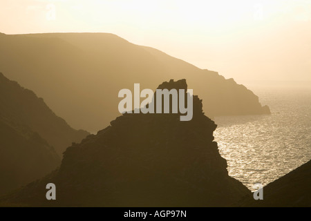 Castle Rock und Wringcliff Bay in das Tal der Felsen in der Nähe von Lynton Exmoor National Park Devon Stockfoto