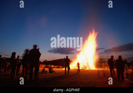 Lagerfeuer / Iffeldorf Stockfoto