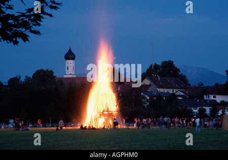 Lagerfeuer / Iffeldorf Stockfoto