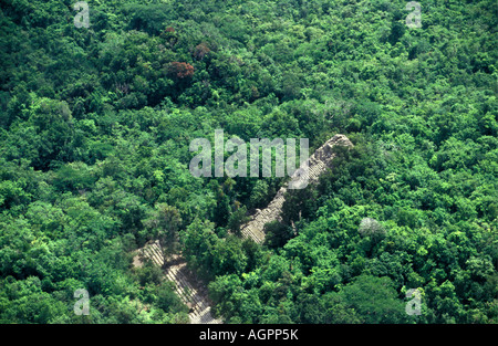 Mexiko, Chetumal, Maya Pyramide bedeckt im Dschungel in der Nähe von Chichén Itzá Stockfoto