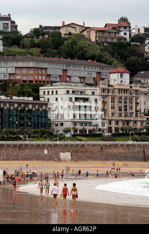 Blick auf La Concha Strand San Sebastian Spanien Stockfoto