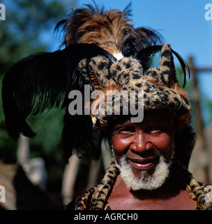 Zulu Stammes-Leiter / Zulu-Haeuptling Stockfoto