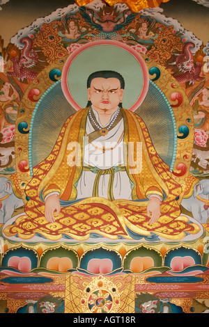 Dekorierte Wand hängen innerhalb der Erleuchtung Stupa Darstellung Marpa Stockfoto