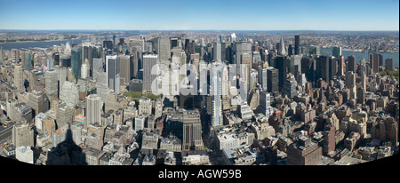 Nordwest nach Nordost Panoramablick auf New York City vom Empire State Building Stockfoto