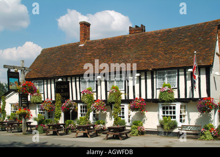 Newport-Coach und Pferde Inn Stockfoto