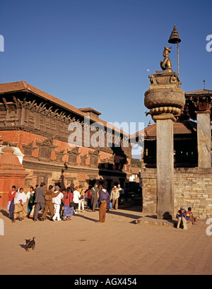 Nepal Bhaktapur Durbar square König Bhupatindra Malla Spalte Stockfoto