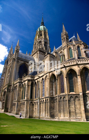 Die Kathedrale von Bayeux in der Gemeinde von Bayeux in der Region Basse Normandie Normandie Frankreich Stockfoto