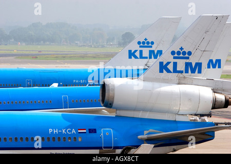 KLM-Flugzeuge am Flughafen Schiphol in Amsterdam Niederlande Stockfoto