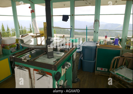 Innen indische Mountain Lookout U.S. Forest Service Kaniksu Nationalwald Bonner Grafschaft Idaho USA Stockfoto