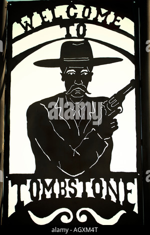 Willkommensschild Tombstone Arizona Stockfoto